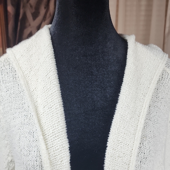 EILEEN FISHER | Plus Cozy Cream Cotton Blend Beachy Hooded Cardigan Pockets | 3X - Picture 2 of 10